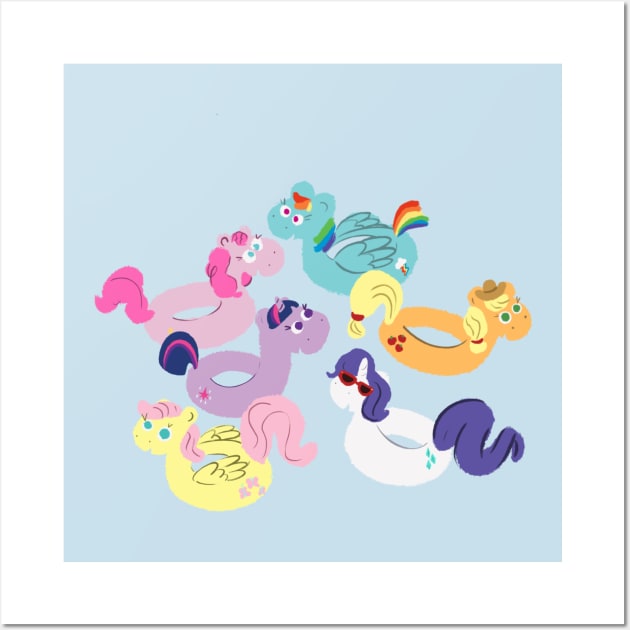 Pony pool party Wall Art by AmyNewBlue